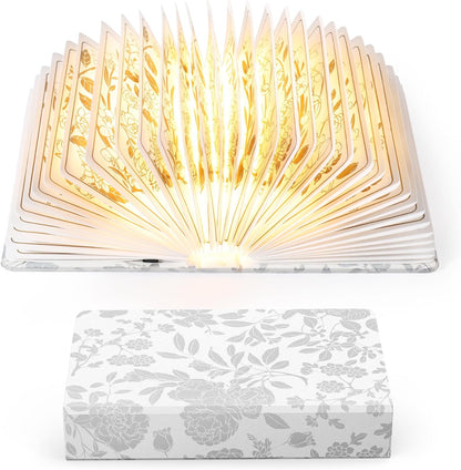 Book Lover Gift, Folding Book Lamp Decor, Portable Print Book Light
