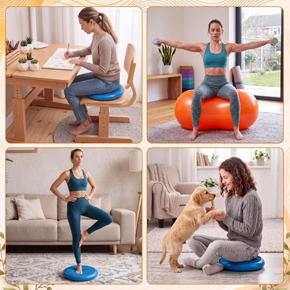 2 Pcs Peanut Ball and Wobble Cushion with Pump Set