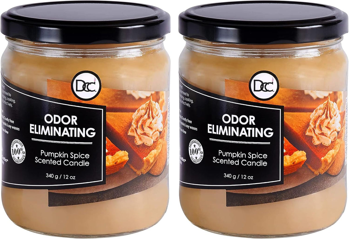 Vanilla Bean Odor Eliminating Highly Fragranced Candle - Eliminates 95% of Pet, Smoke, Food, and Other Smells Quickly - Up to 80 Hour Burn time - 12 Ounce Premium Soy Blend - Colors A