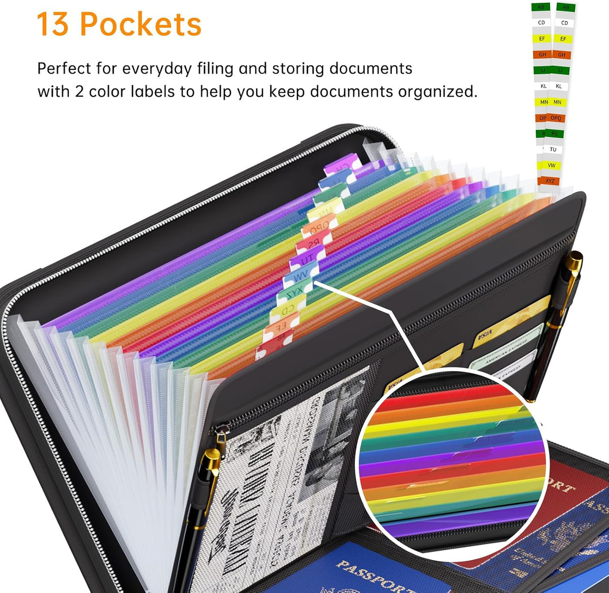 Tamfile Fireproof Accordion File Organizer, Expanding File Folder