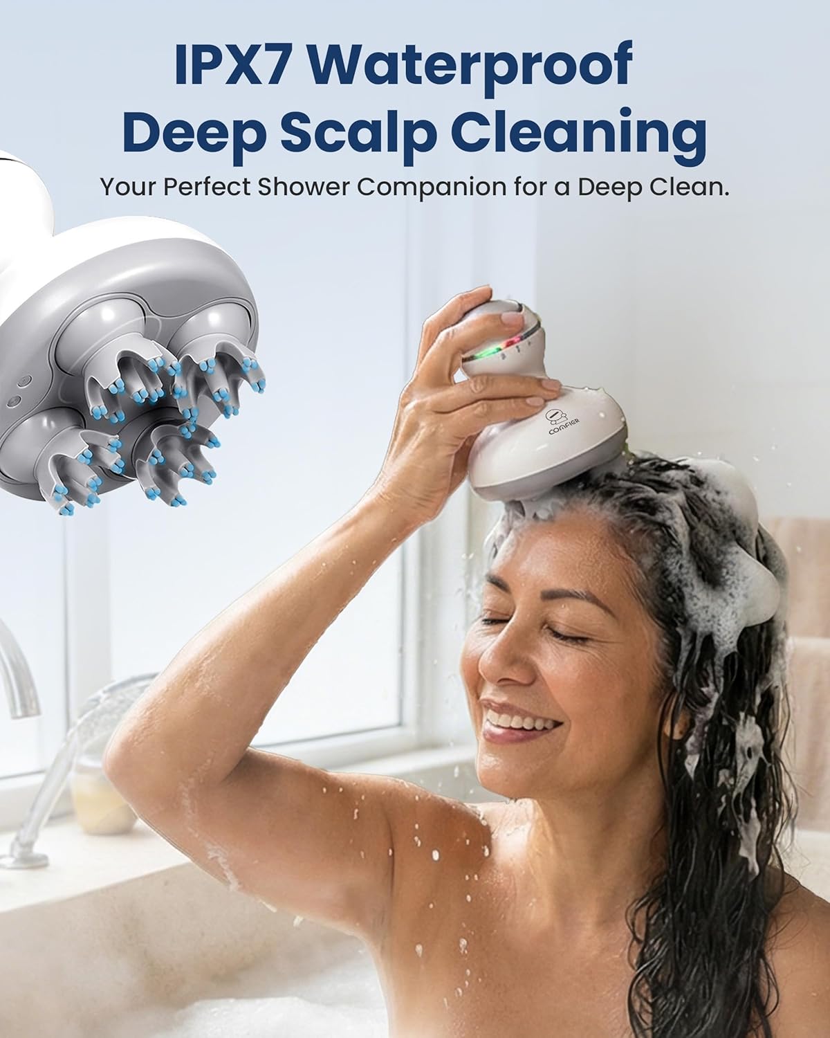 COMFIER Electric Scalp Massager, Waterproof Head Massager with Mutlti-Modes Vibration, Handheld Portable Head Scratcher for Hair Growth, Dog Cat Massager for Deep Clean and Stress Relax