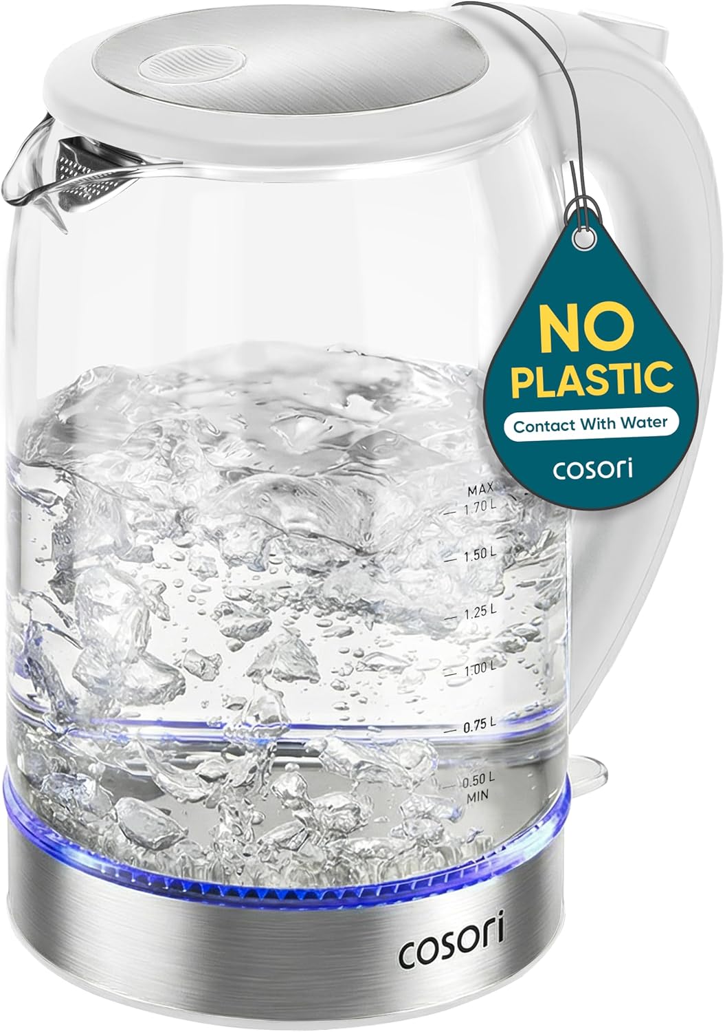 Cosori Electric Kettle, No Plastic Contact with Water, 1.7L, White