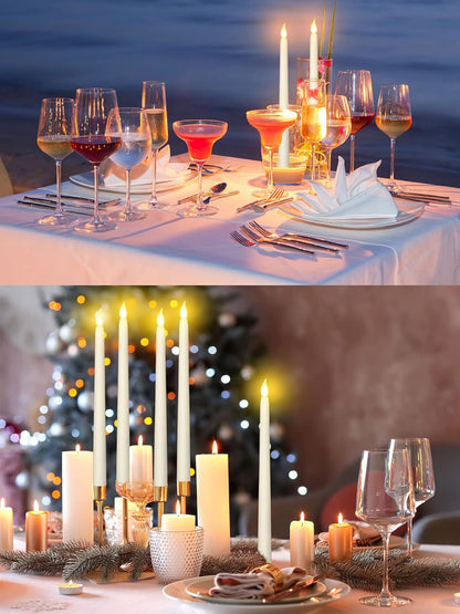 Treela 72 Pcs Flameless LED Taper Candles Battery Operated Candles Bulk 11 Inch Flickering Fake Candlesticks with Warm Light for Valentines Day Church Wedding Party Battery Not Included(Classic,Ivory)