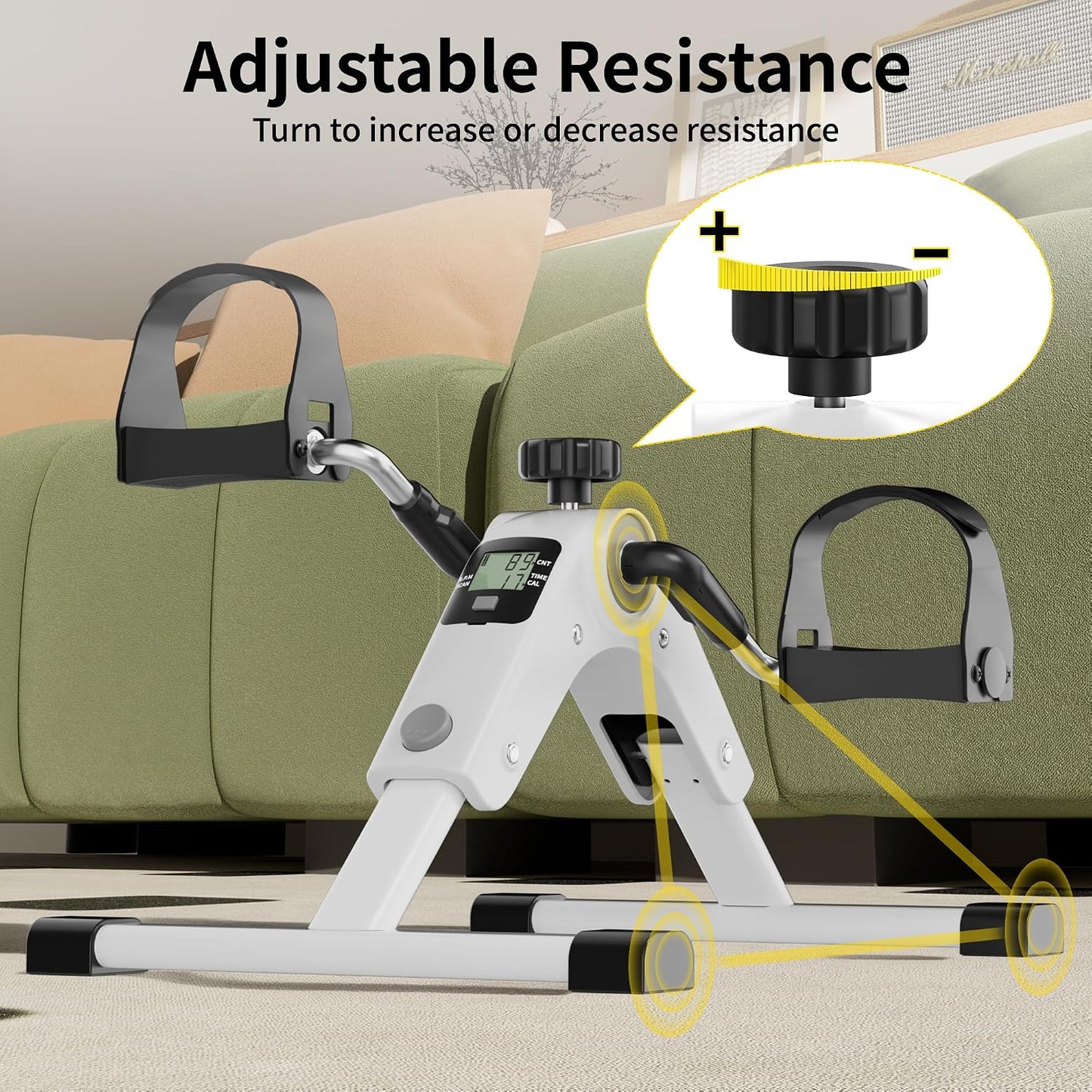 MOMODA Under Desk Bike Pedal Exerciser with LCD Display Portable Mini Exercise Bike for Arm and Leg