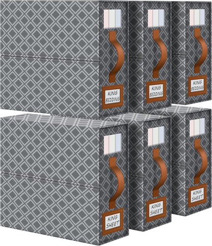 Large Bed Sheet Organizers and Storage for Linen Closet, Grey