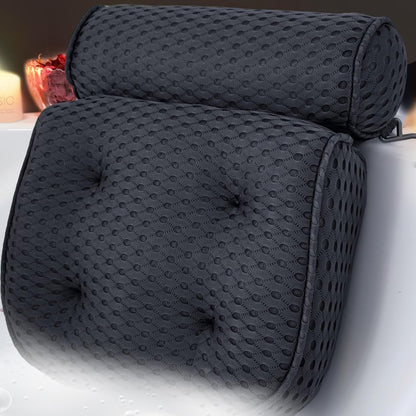 AEROiVi Luxury Bath Pillows for Tub，Bath Pillow Bathtub Pillows for Head and Neck Support Bath Cushion Made from Soft Spacer Mesh Material with Suction Cups,Gray