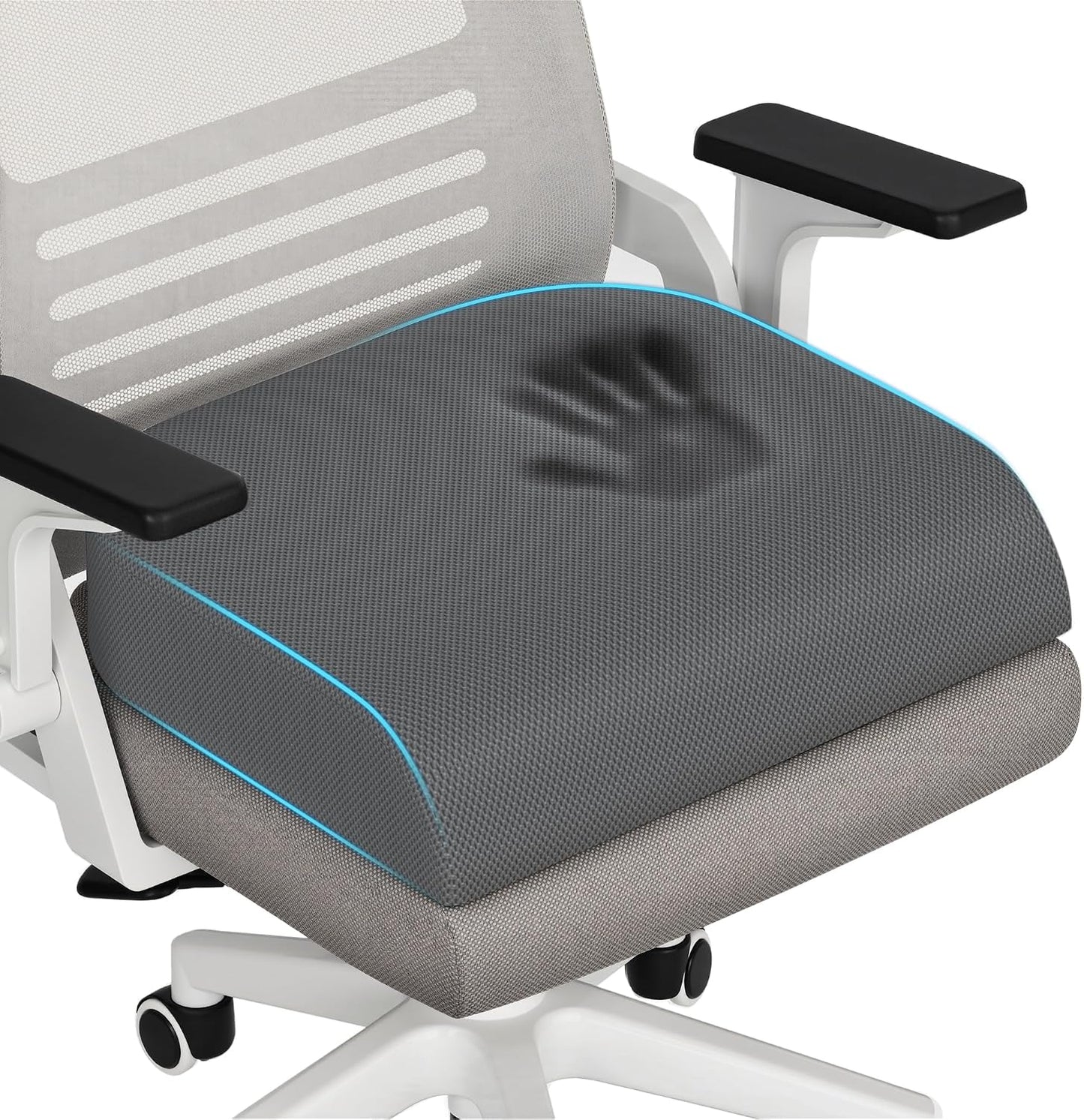 TranquilRelax Large Seat Cushion, Memory Foam Cushion for Long Sitting Hours on Office Chair, Car Seat, Non-Slip Chair Pad for Sciatica, Coccyx, Tailbone Pain Relief & Post-Surgery Recovery (Black)