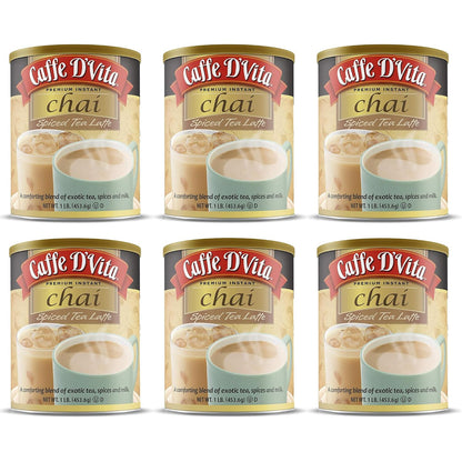 Caffe D'Vita Spiced Chai Latte Mix - 1 Lb Can, 6-Pack