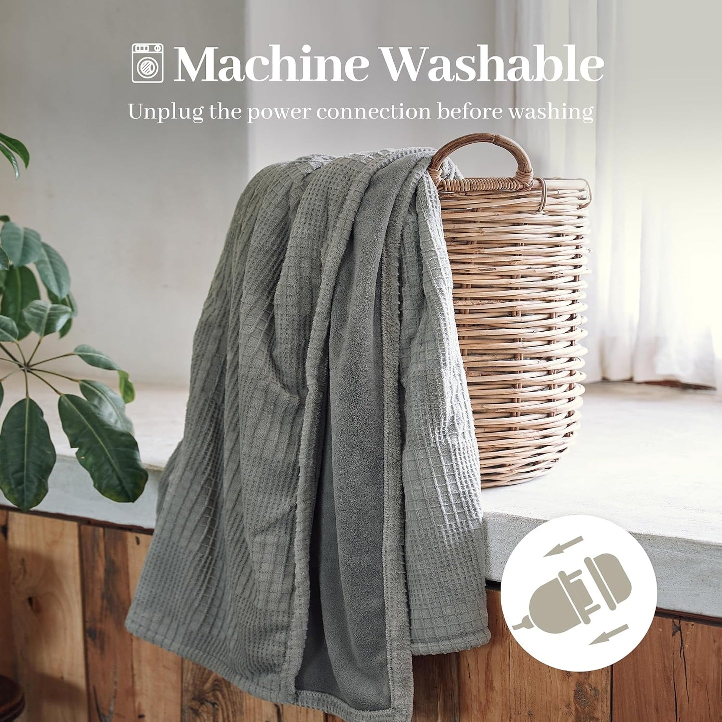 Texciting Heated Blanket Electric Blanket Throw 50''X60''-Heating Throw with 9 Heat Settings-2-10 Hours Auto Off,ETL Certified,Machine Washable (Green)
