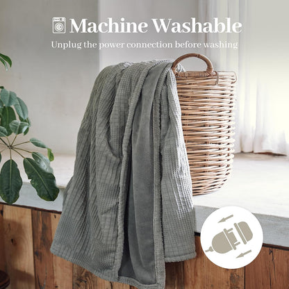 Texciting Heated Blanket Electric Blanket Throw 50''X60''-Heating Throw with 9 Heat Settings-2-10 Hours Auto Off,ETL Certified,Machine Washable (Green)