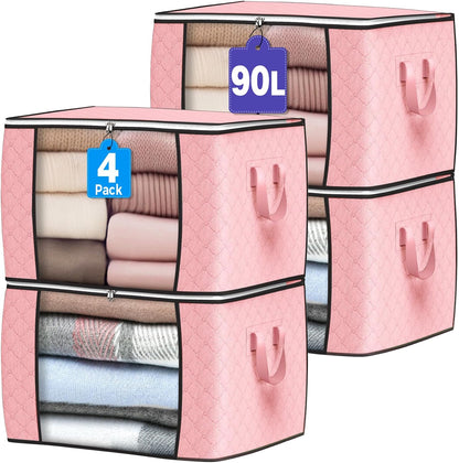 90L Large Storage Bags, Clothes Storage Bins Closet Organizers