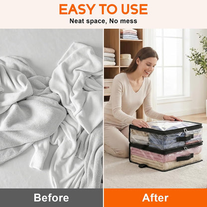 Clear Storage Bags with Zipper Handles, Sheet Organizers and Storage