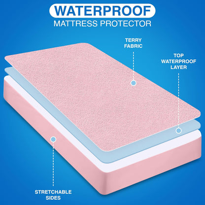 Queen Size Mattress Protector Waterproof, Premium 200 GSM Terry Mattress Cover, Soft & Breathable Bed Cover, Fitted Sheet Style Stretchable Deep Pockets 17" by Utopia Bedding (White)