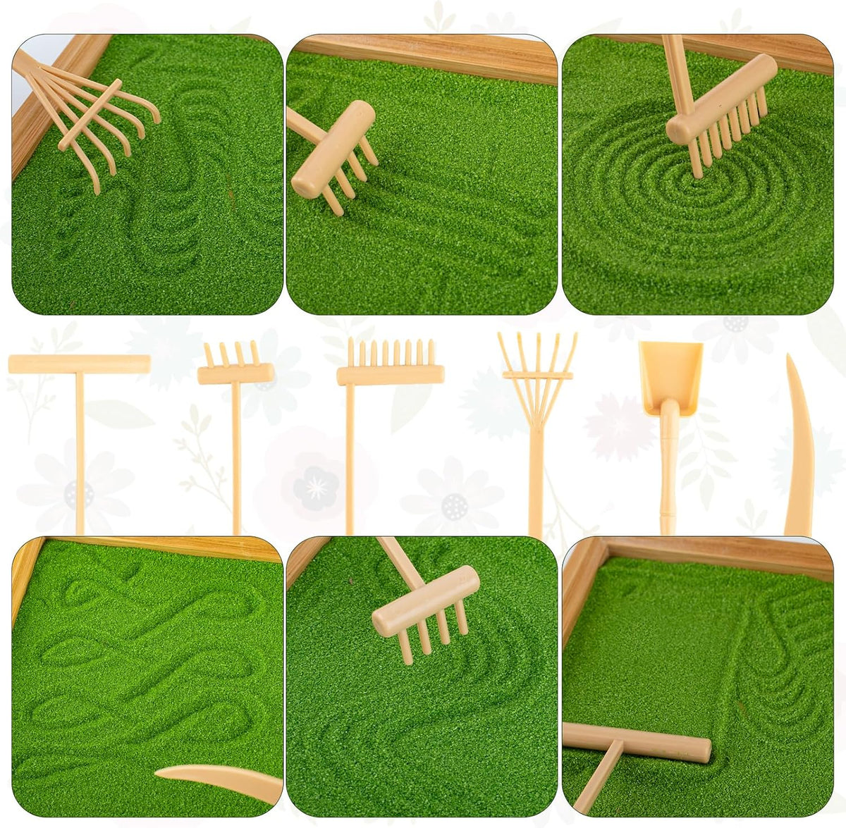Zen Garden Kit for Desk 31PCS Mini Zen Sand Kit, Farmhouse Style for Office