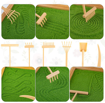 Zen Garden Kit for Desk 31PCS Mini Zen Sand Kit, Farmhouse Style for Office