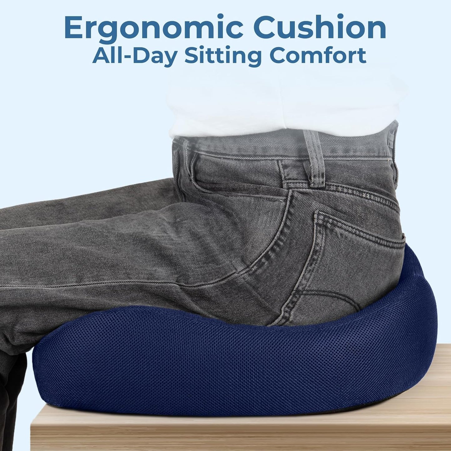 5 STARS UNITED Seat Cushion - Memory Foam Chair Cushion for Tailbone Pain Relief - Ergonomic Support for Coccyx, Sciatica & Butt - Office, Desk & Gaming Chair, Car Seat, Wheelchair, Black Suede