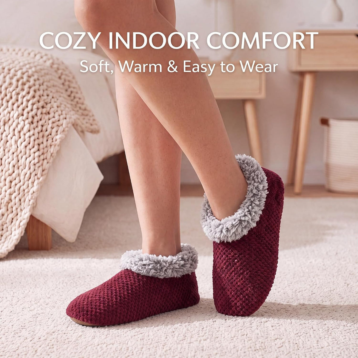 Cozylook Fuzzy Slippers for Women Indoor Soft Sole Slipper Socks