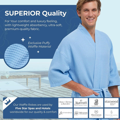 Monarch Square Waffle Spa Kimono Robe for Men or Women