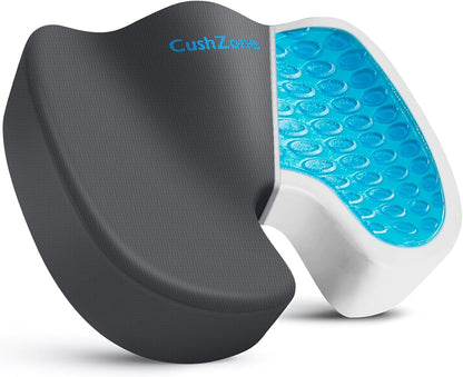 Office Chair Seat Cushion, Cooling Gel Enhanced Memory Foam Cushion for Long Sitting - Back, Sciatica, Coccyx, Tailbone Pain Relief Pillow - for Office, Gaming, Car, Wheelchair - Black, Large