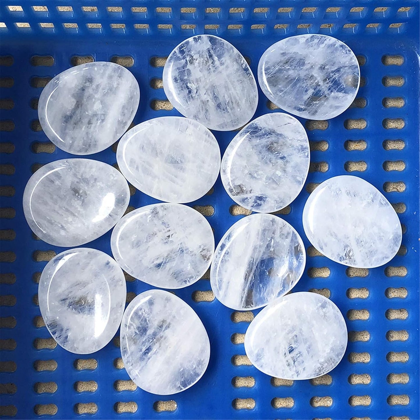 Fekuar Natural Moonstone Crystal Thumb Worry Stone, Hand Carved Healing Crystal Teardrop Pocket Worry Stones for Anxiety Stress Relief Meditation