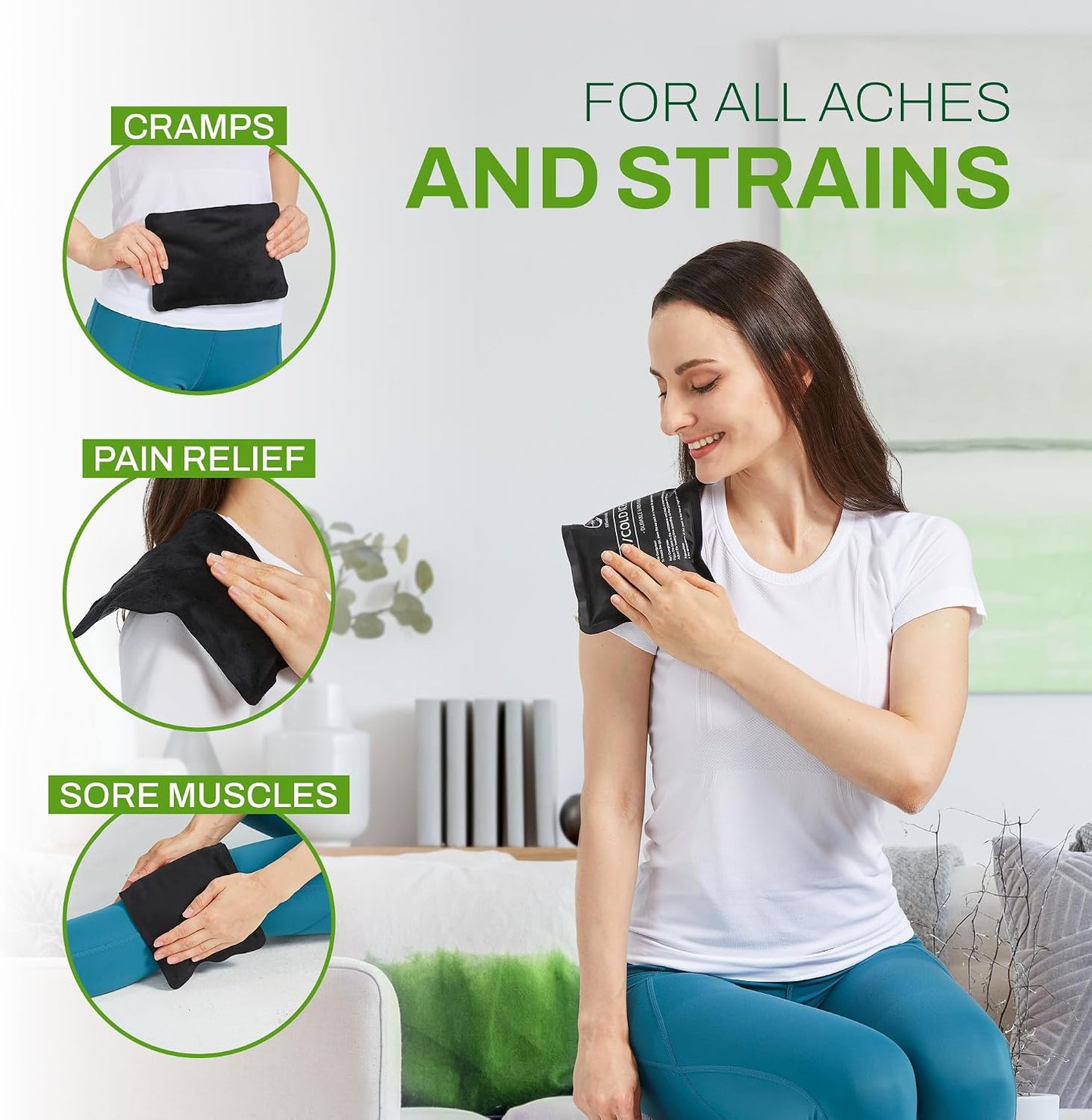 Reusable Hot and Cold Ice Packs for Injuries Reusable – 7 Piece Flexible Ice Packs in Multiple Shapes and Sizes – Multi Use Ice Pack for Back Pain Relief, Neck, Shoulder