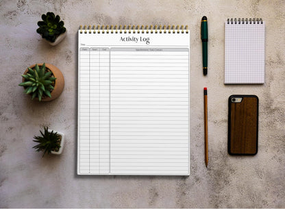 Better Office Products Activity Log Notepad, 8.5" x 11", Planning Note Pad, 50 Sheets, Double-Wire Spiral, Daily Time Tracking Productivity Checklist Organizer,(1 Pack)