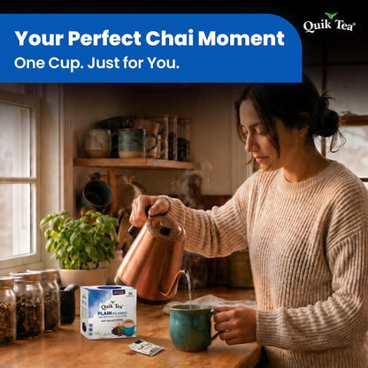 QuikTea Instant Chai Tea Latte Mix, Masala, Unsweetened, 20 Sachets