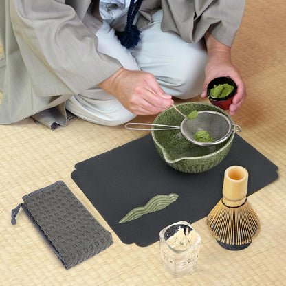 Joiish Matcha Whisk Set, Matcha Kit 10-Pcs, Bamboo Whisk and Ceramic Bowl with Spout & Measuring Spoon & Cup, Japanese Ceremony Matcha Tea Powder Making Tools, Light Green