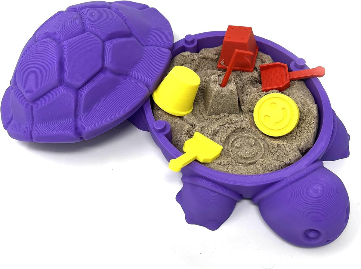 Munnygrubbbers - Mini Desktop Turtle Sand Box - 6 x 6 in - Stress Relief - Made in USA - Includes Moldable Play Sand and Mini Tool - Novelty Gift - Desktop Decor - Zen Garden - (Green)