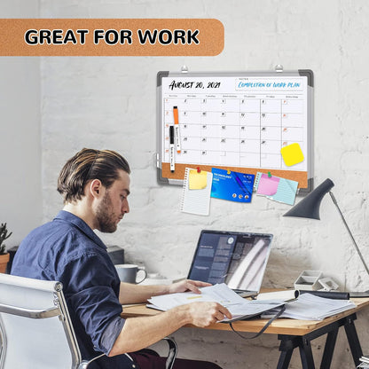 Weekly Calendar Whiteboard for Wall, 16x12 Inches Dry Erase Board, Small Magnetic White Board, Double-Sided Hanging Board for Office School Home Kitchen, Portable Board for Drawing Planning To Do List