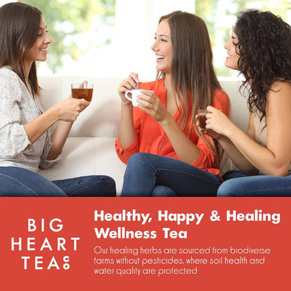 Big Heart Tea Co. Tea Bags - Fiery Masala Chai - Certified Organic, Ayurvedic Herbal Decaf Tea with Small Batch Ground Sweet Herbs and Spices including Adaptogenic Tulsi, Rooibos, Ginger, 20 Tea Bags