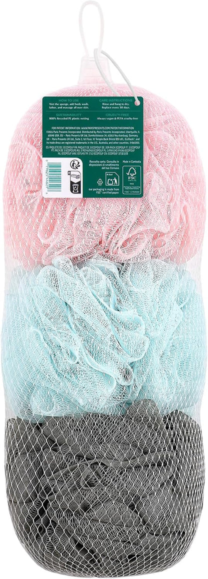 EcoTools EcoPouf 3 Pack Bath Sponge Set, Shower Poufs