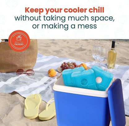 Healthy Packers Ice Packs for Lunch Boxes & Coolers - Freezer Packs - Original Cool Pack | Cooler Accessories for Beach, Camping & Fishing | Slim & Long-Lasting Reusable Ice Pack for Cooler