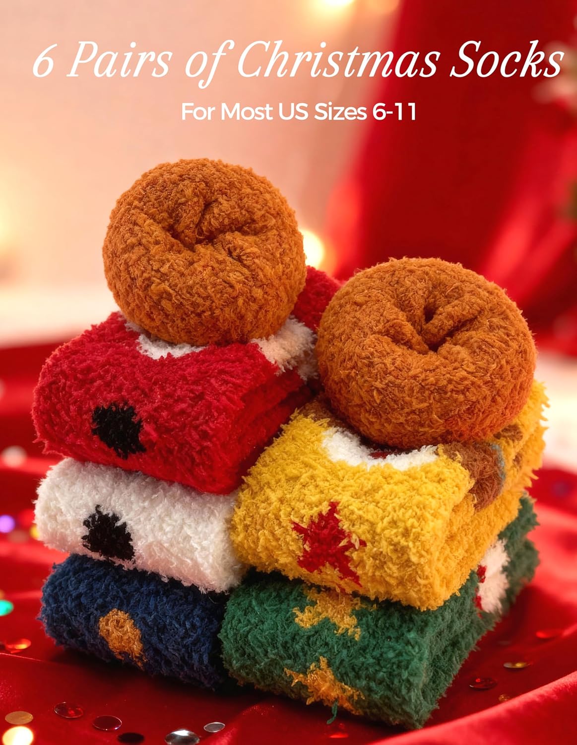 TEHOOK Warm & Cozy Gifts for Women, Fluffy Fuzzy Plush Sleeping Slipper Socks - Soft Warm Fabric
