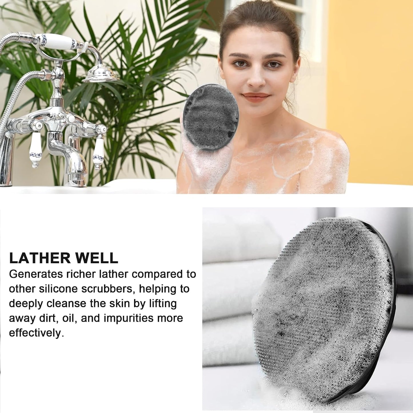 INNERNEED Soft Silicone Body Cleansing Brush Shower Scrubber, Gentle Exfoliating and Massage for All Kinds of Skin (Dark Green)