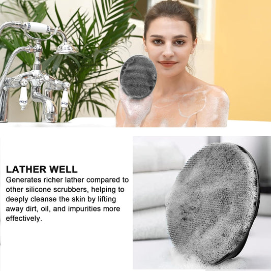 INNERNEED Soft Silicone Body Cleansing Brush Shower Scrubber, Gentle Exfoliating and Massage for All Kinds of Skin (Dark Green)