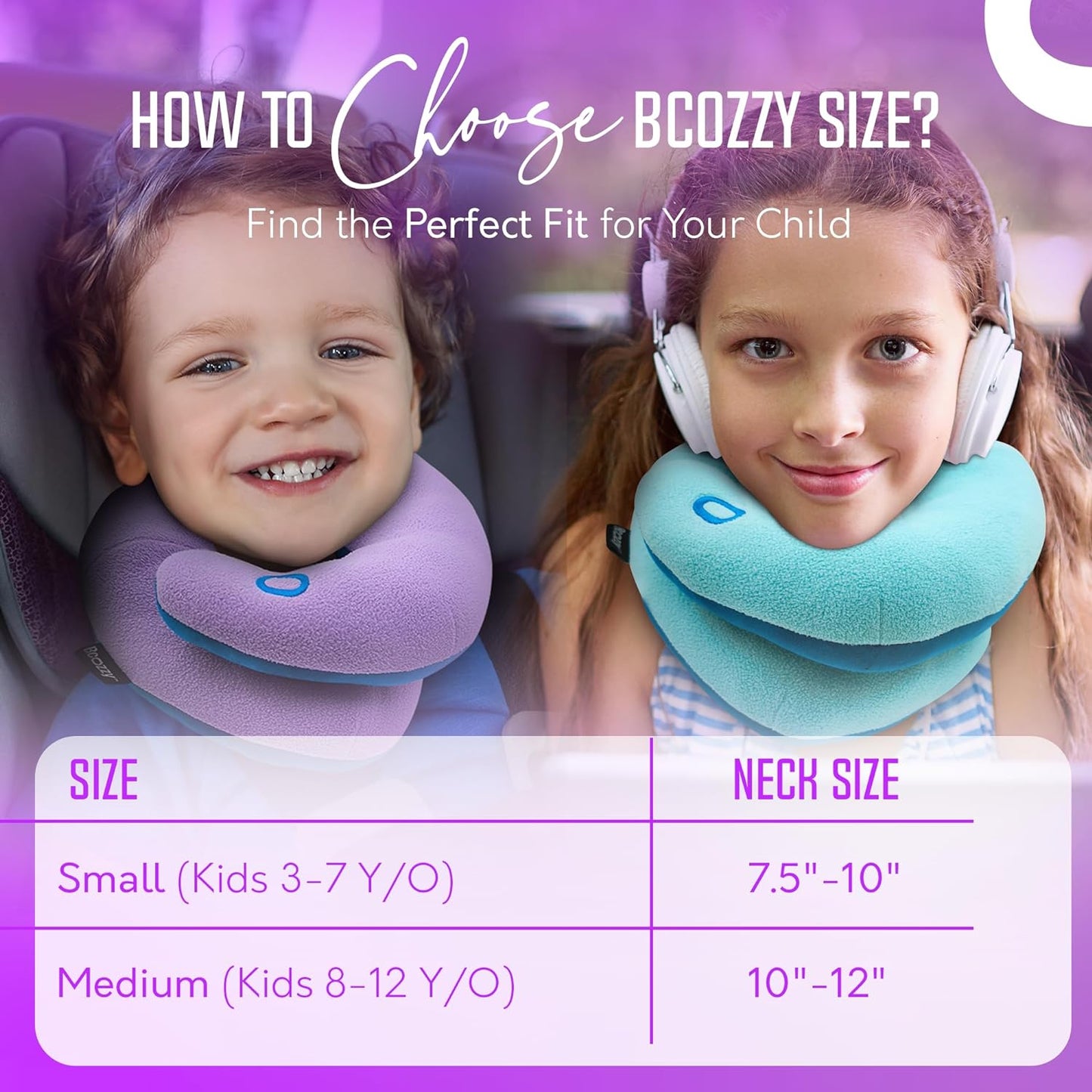 BCOZZY Travel Neck Pillow for Airplane– Patented Double Support for Head, Neck, and Chin. Best for Long Flights, Plane Sleeping, and Car Rides. Adjustable Size. Fully Washable. Carry Bag. Large, Black