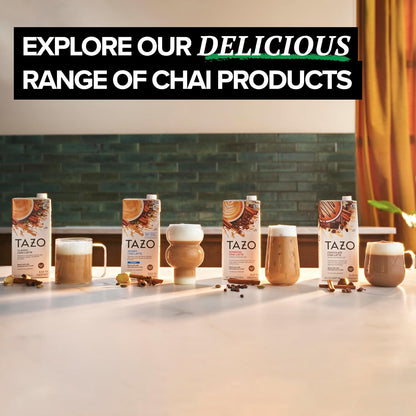 TAZO Decaf Chai Latte, Black Tea Concentrate, Easy-to-Serve Chai Tea for Everyday Lattes, Hot or Iced Tea and Mocktails, 32 oz Tea Mix Carton