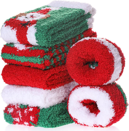 CHOWISH Womens Fuzzy Slipper Socks Super Soft Microfiber Fluffy Cozy Winter Warm Fuzzy Crew Socks