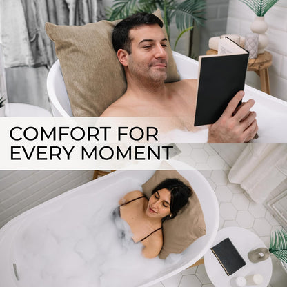 Luxury Bath Pillow for Tub - Thick and Comfortable Bathtub Pillow Support for Head and Neck and Back - Washable Quick-Drying Bath Pillows - Bath Cushion for Home Spa - Fits Any Bathtub - Light Gray
