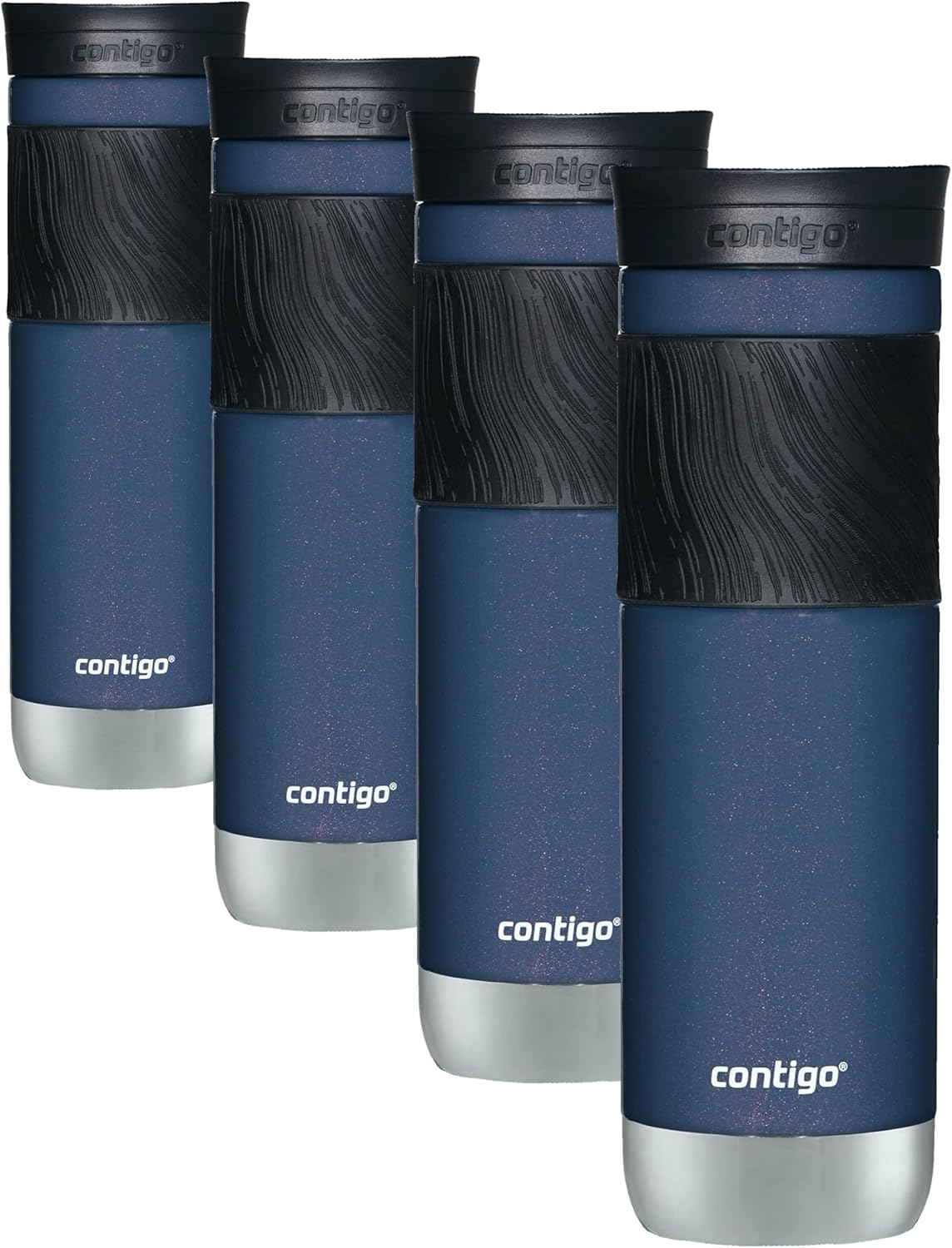 Contigo SNAPSEAL Insulated Stainless Steel Travel Mug with Grip 20oz. Blue Corn Transparent Satin & Midnight Berry