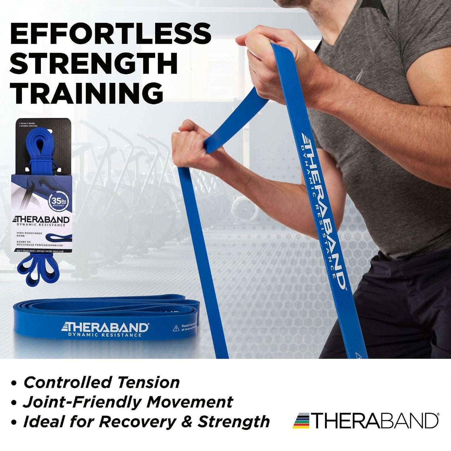 THERABAND High Resistance Band Set of 2, Light and Medium Loop, 15-25 lb