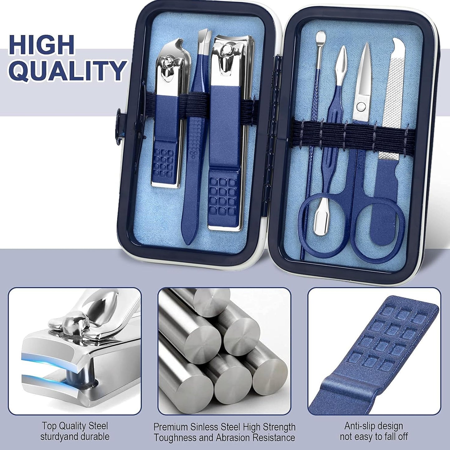Manicure Set Men Finger and Toe Nail Clippers Set Professional Manicure Pedicure Kit with Travel Case Personal Care Tools Accessories Nail Grooming Kit Gifts for Men Women Father Mother