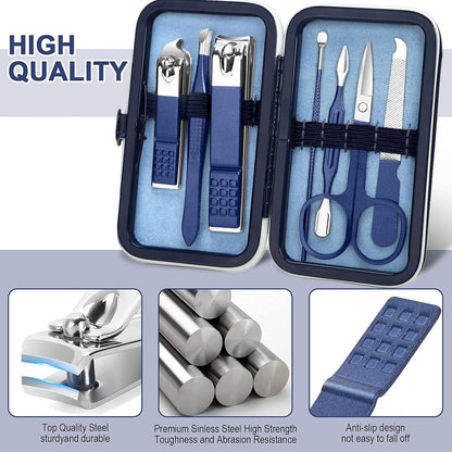 Manicure Set Men Finger and Toe Nail Clippers Set Professional Manicure Pedicure Kit with Travel Case Personal Care Tools Accessories Nail Grooming Kit Gifts for Men Women Father Mother