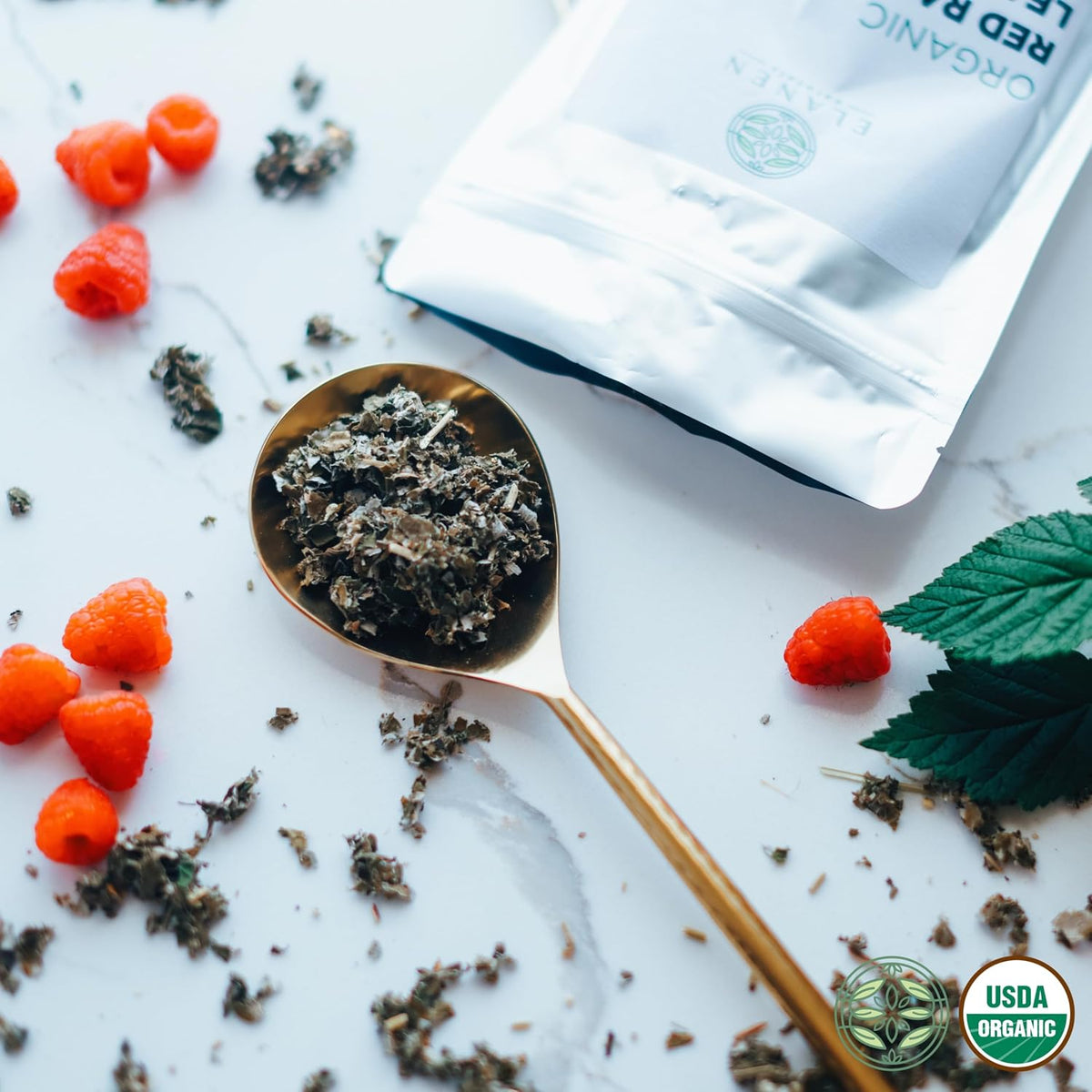 Organic Red Raspberry Leaf 4 oz. (113g), USDA Certified Organic Red Raspberry Leaf Tea Pregnancy, Loose Rasberry, Cut & Sifted
