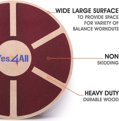 Yes4All Versatile Wooden Wobble Balance Board, Balance Trainer for Mobility Training, Standing Desk, Core Training, Exercise Balance Stability Trainer
