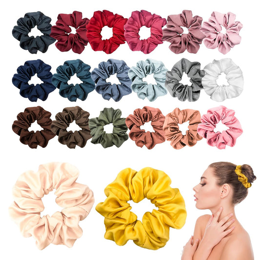 Simnice 60 Colors Silk Large Satin Hair Scrunchies Elastic Hair Bobbles Ponytail Holder Hair Scrunchy Vintage Hair Ties Accessories for Women Girls