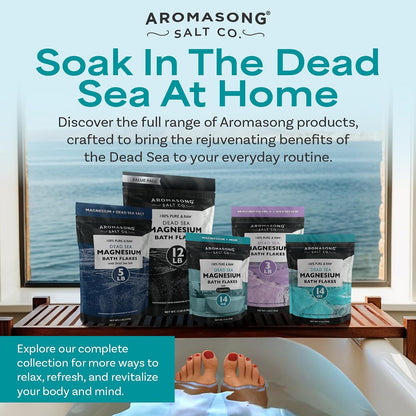 Aromasong Magnesium Flakes, 15lb – Dead Sea Bath & Foot Soak – Superior Alternative to Epsom Salt with 27,360 Mg of Magnesium Per Bath, Bulk Pack