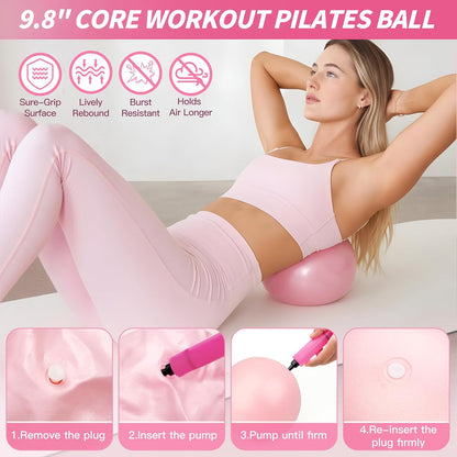 NANATI Pilates Kit, Home Pilates Workout Kit for Women, Pilates Equipment with 14.5" Pilates Ring and Ball, Resistance Bands, Dumbbells & Grip Socks for Home Workouts