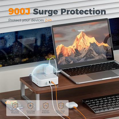 TESSAN Surge Protector Power Strip with 900J Surge Protection, 5 Ft, Grey
